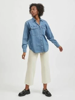 Vila Spijkerblouses Blouse Ninas Dames Blauw -Vila 4a9b14ff82b65b3845c48daff1669ddd