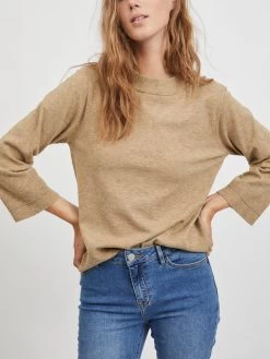 Vila Fijngebreide Truien Trui Dames Bruin Gemêleerd -Vila 4abb1d53d59e7e3f26ecd47d2214b032