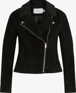 Vila Leren Jassen Tussenjas Sukki Dames Zwart