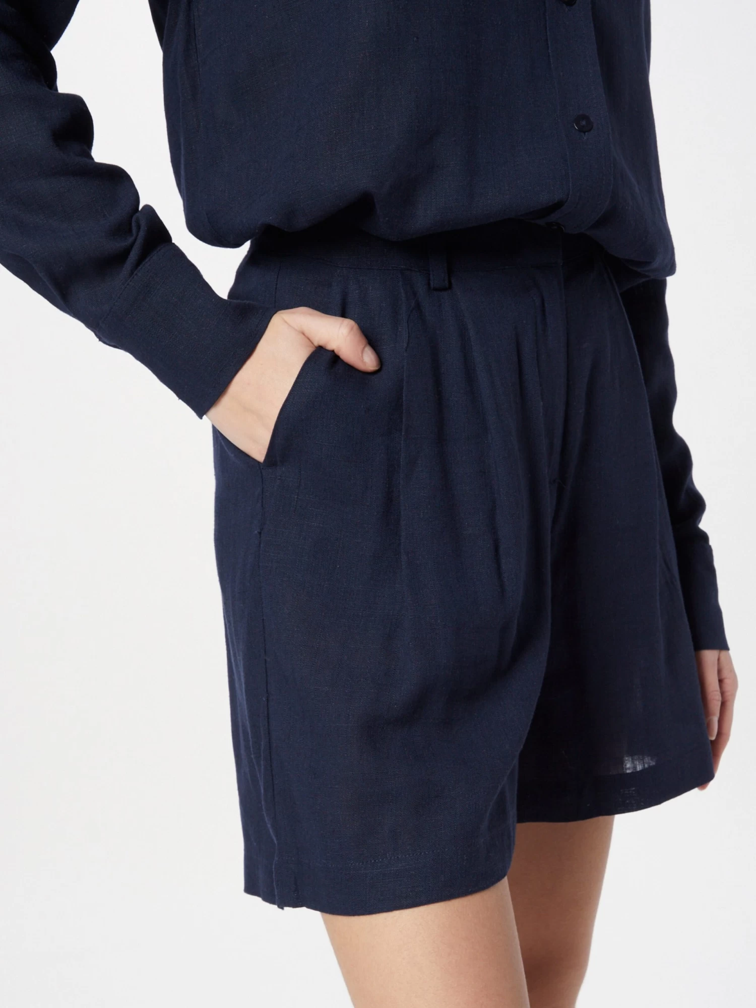 Shorts Wide Leg Bandplooibroek FIONA Dames Navy 2 Shorts Wide Leg Bandplooibroek FIONA Dames Navy - Afbeelding 2