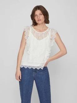 Vila Kanten Tops Top Dames Wit -Vila 4bdfa55f641c778adf48669f287f6306