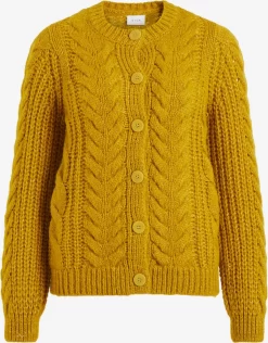 Vila Vesten Gebreid Vest Aksina Dames Safraan