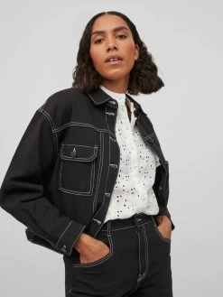 Vila Spijkerjasjes Tussenjas Dames Zwart -Vila 50adb58f7bf744e3f7427cc84fb29851