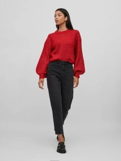 Vila Basic Truien Trui FELO Dames Donkerrood -Vila 50c25b8a6444bd4e98d7aa845bb9ed68