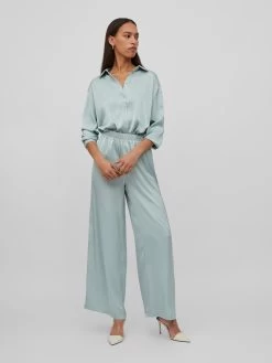 Vila Pantalons Wide Leg Broek Clair Dames Pastelgroen -Vila 53ac27e8e4fed3062b796c19d25d2ae8