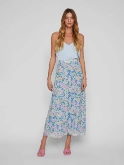 Vila Maxi Rokken Rok Dames Blauw / Gemengde Kleuren -Vila 5426b536fd0a860825696cf476c4f1df