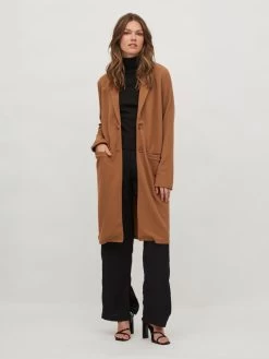 Vila Lange Vesten Gebreide Mantel Dames Bruin -Vila 550c7320b74794a0c9d61ffa8f707aea