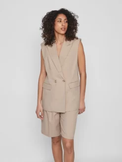 Vila Bodywarmers Bodywarmer Dames Beige -Vila 56274f5800d37d4d19049f906f274528 scaled