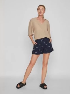 Vila Shorts Loosefit Broek Marie Dames Navy -Vila 56940cd8036c73e11cc5411869ad2e01