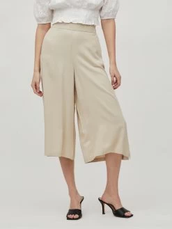 Vila Culottes Wide Leg Broek Vero Dames Beige -Vila 56bc9582806e97e0d31a7c39ff5437e2