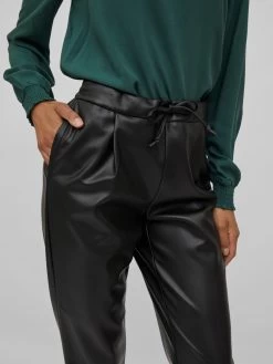 Vila Leren Broeken Regular Bandplooibroek NILLE Dames Zwart -Vila 580d7f352c5d3960eb38f03e06ecb455