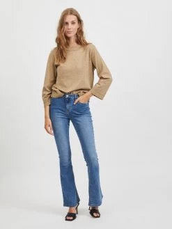 Vila Fijngebreide Truien Trui Dames Bruin Gemêleerd -Vila 5a2bbcb416ff6bb32d6e2b71530ccb42