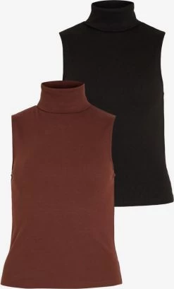 Vila Mouwloze Shirts Top Dames Bruin / Zwart