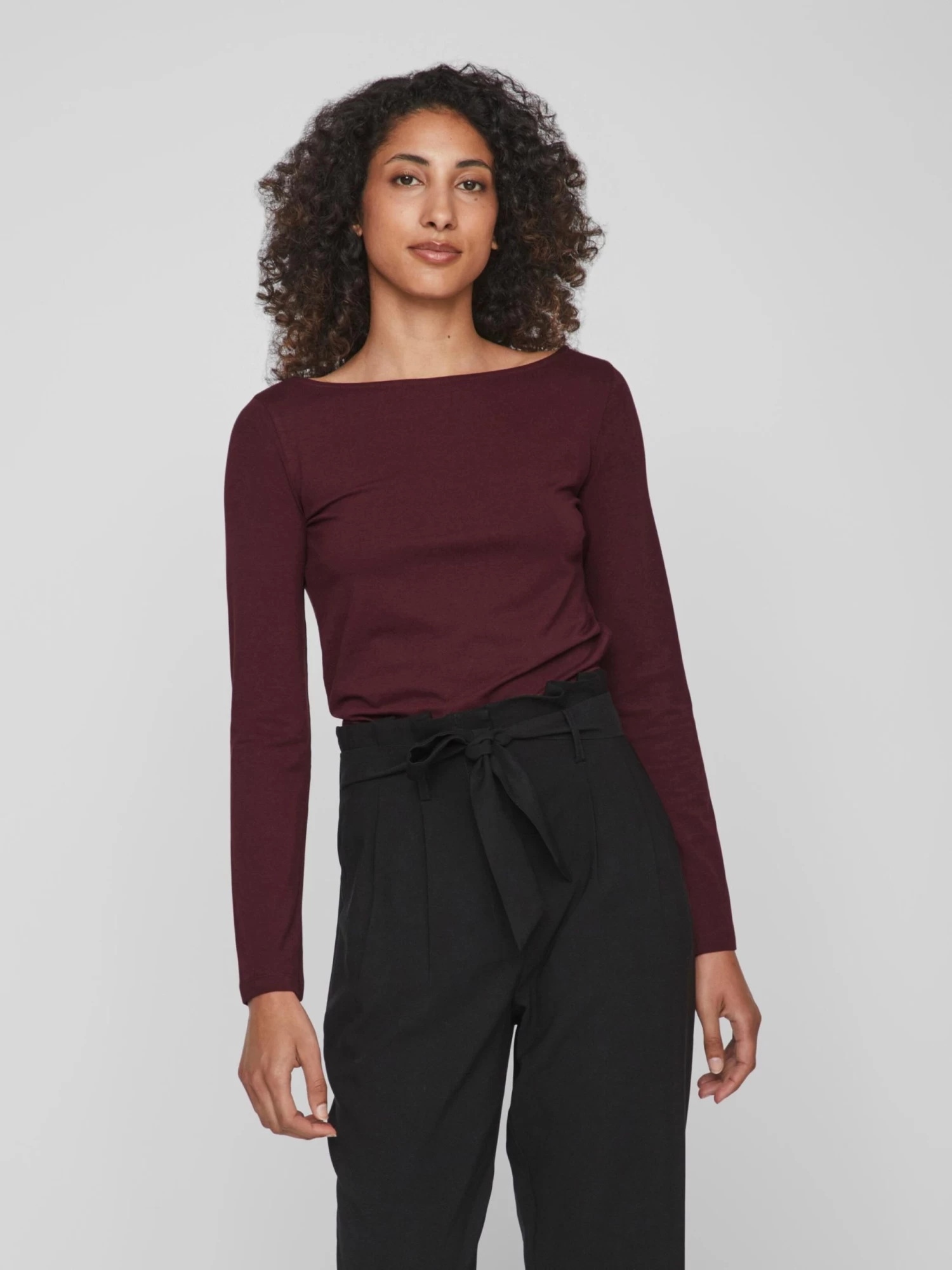 Vila Longsleeves Shirt EMILIE Dames Wijnrood 3 Vila Longsleeves Shirt EMILIE Dames Wijnrood - Afbeelding 3