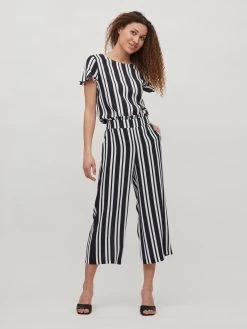 Vila Blouses Met Korte Mouw Blouse Billy Dames Donkerblauw / Wit -Vila 5c9a33df1d340013f2c36af2fd1aebf0