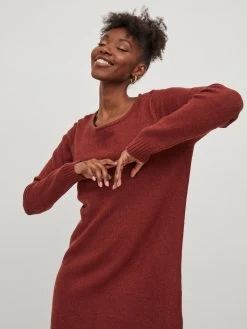 Vila Gebreide Jurken Gebreide Jurk Ril Dames Roestrood -Vila 5ec26ef8f688800420333ecb8c49a617