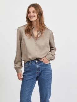 Vila Overhemden Blouse Dames Lichtbeige -Vila 5fed271433feb729fa26cc170c92ffc7