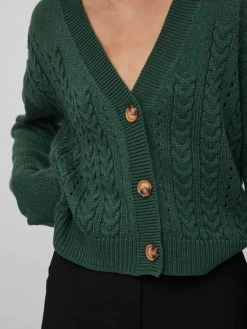 Vesten Gebreid Vest Dames Donkergroen -Vila 601c11896d85969967b20b23cc692fbb