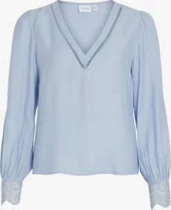 Vila Kanten Blouses Blouse Dames Blauw