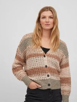 Vila Vesten Gebreid Vest ABRIL Dames Bruin / Cappuccino -Vila 61a5b1bdf4349ef96031be648591bdd3
