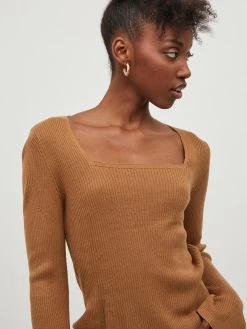 Vila Fijngebreide Truien Trui Popsa Dames Karamel -Vila 623b4211c61dc2b98036f6ba3702a075