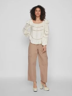 Vila Kanten Blouses Blouse Lucia Dames Lichtbeige -Vila 62935d5428288cd34de77827656a4bfd