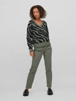 Vila Fijngebreide Truien Trui RIL Dames Donkergroen -Vila 65203fd61e143982838731f7ff3bd0b8