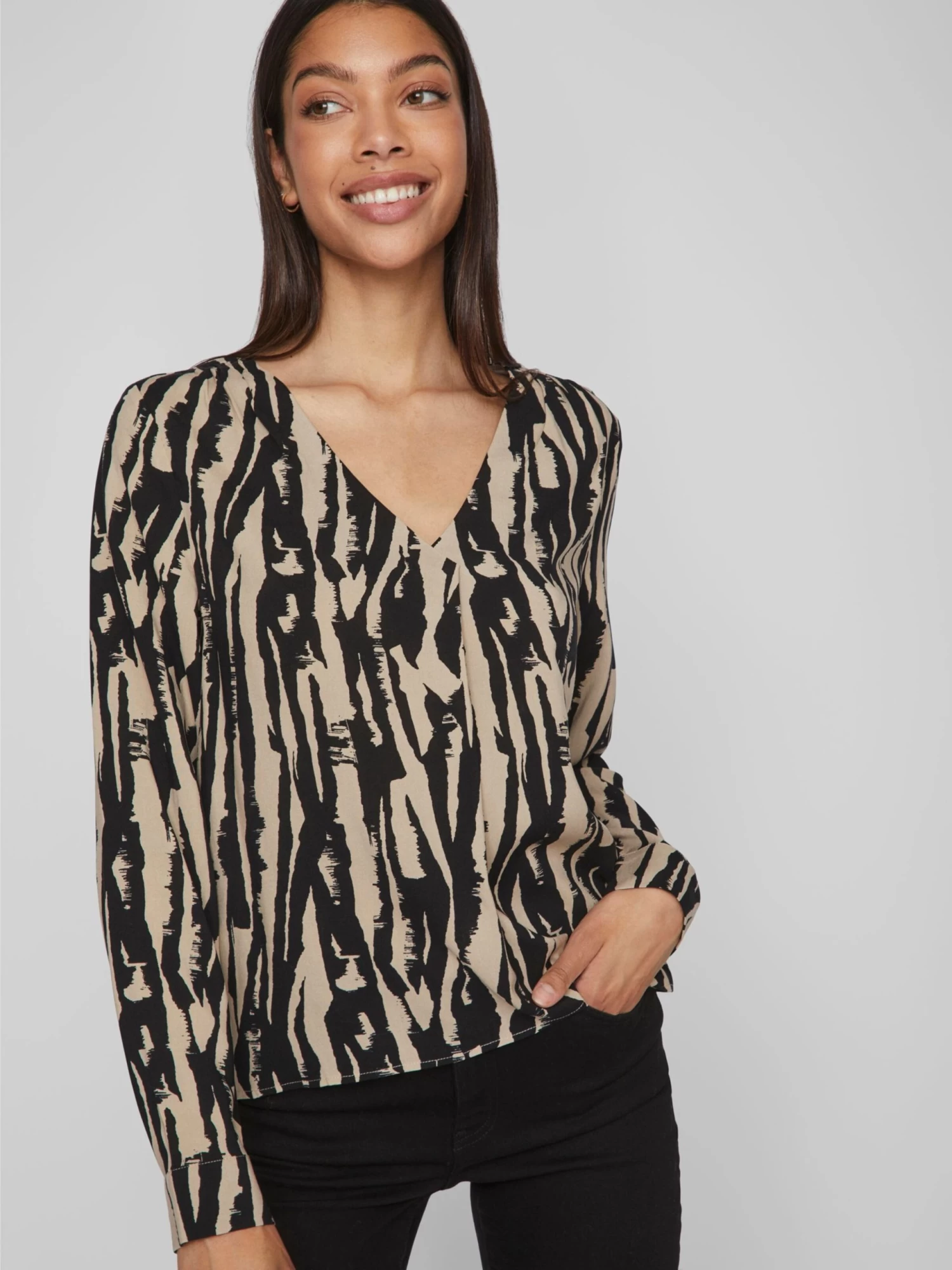 Vila Blouseshirts Blouse Dames Beige / Zwart 6 Vila Blouseshirts Blouse Dames Beige / Zwart - Afbeelding 6