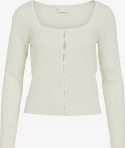 Vila Vesten Gebreid Vest Popsa Dames Wolwit