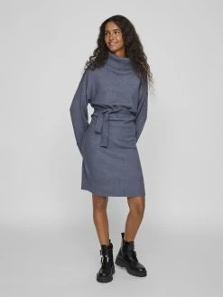 Vila Gebreide Jurken Gebreide Jurk Rolfie Dames Blauw -Vila 6c159dc8662750e0622ff172abc31aab