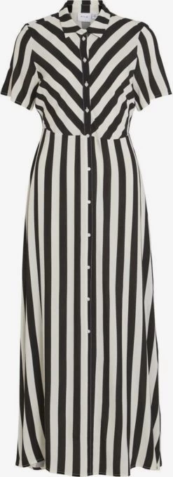 Vila Maxi Jurken Blousejurk Dames Zwart / Wit