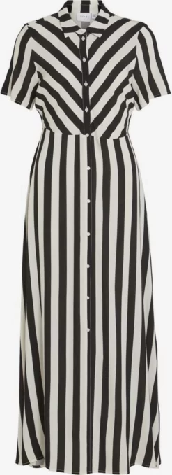 Vila Maxi Jurken Blousejurk Dames Zwart / Wit