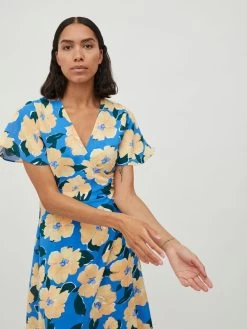 Vila Midi Jurken Jurk Dames Blauw / Geel 11 Vila Midi Jurken Jurk Dames Blauw / Geel -Vila 6f1ef7b510bb3948fef76bda80e2646d