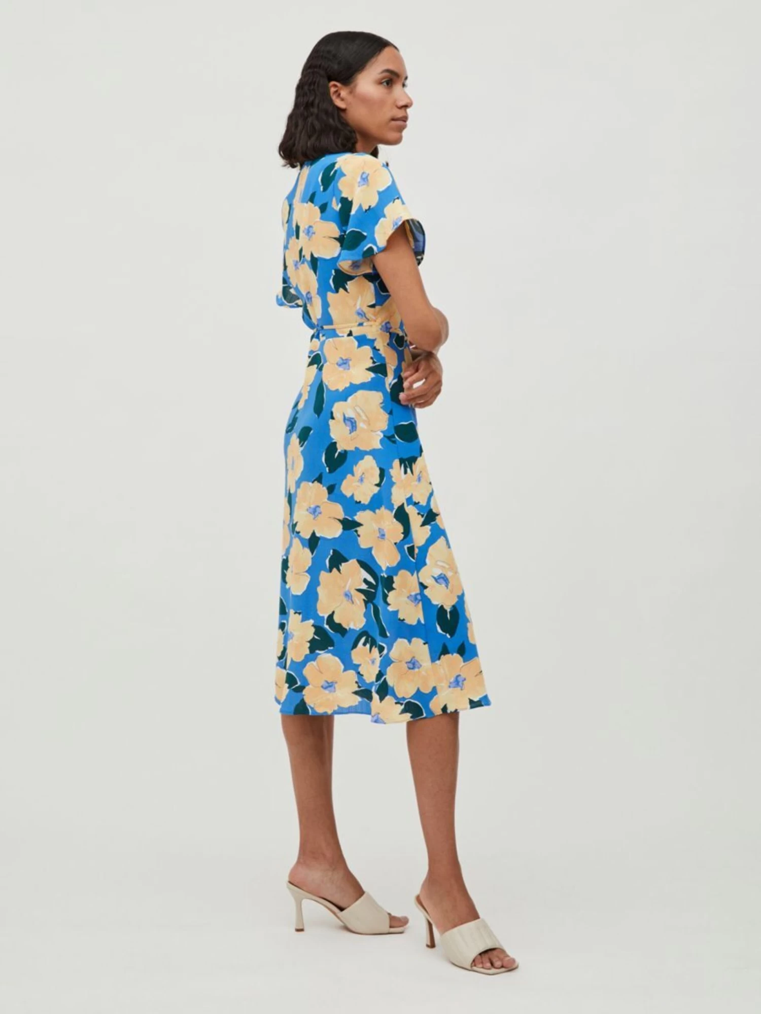 Vila Midi Jurken Jurk Dames Blauw / Geel 5 Vila Midi Jurken Jurk Dames Blauw / Geel - Afbeelding 5