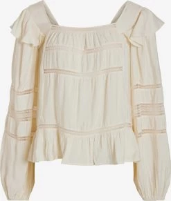 Vila Kanten Blouses Blouse Lucia Dames Lichtbeige