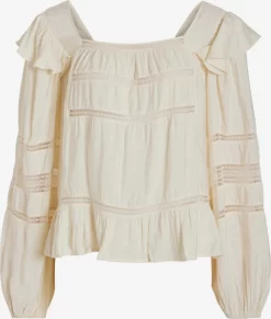 Vila Kanten Blouses Blouse Lucia Dames Lichtbeige