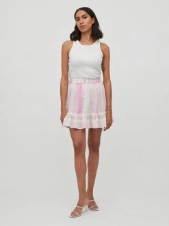 Vila Mini Rokken Rok TILLIE Dames Rosa / Wit -Vila 757f0bb17e3c55bf4c46805705486da4