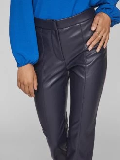 Vila Leren Broeken Flared Broek Nanna Dames Navy -Vila 758418e7180a1a5b665b7e377ab5a456