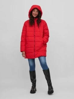 Vila Wintermantels Wintermantel Dames Rood -Vila 75a35ead5efee315cdb19985568919a2