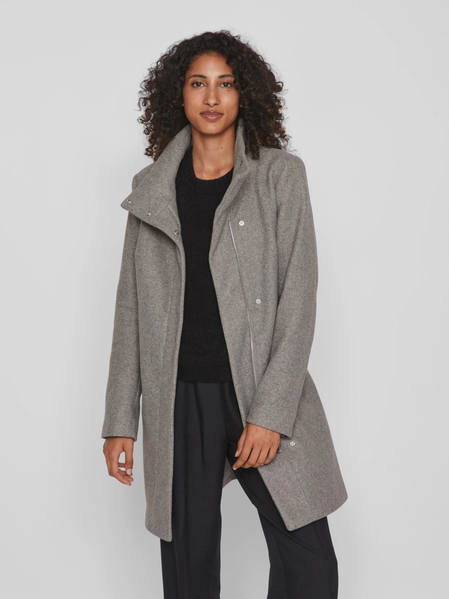 Vila Tussenmantels Tussenmantel Dames Grijs Gemêleerd 3 Vila Tussenmantels Tussenmantel Dames Grijs Gemêleerd - Afbeelding 3