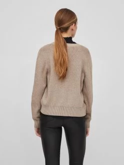 Vila Vesten Gebreid Vest Ril Dames Lichtbruin -Vila 7898bc57c72e025161c070aab7efb1e7