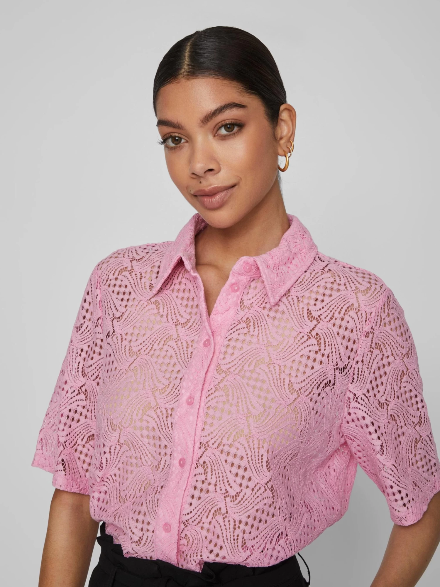 Vila Kanten Blouses Blouse Begena Dames Rosa 7 Vila Kanten Blouses Blouse Begena Dames Rosa - Afbeelding 7
