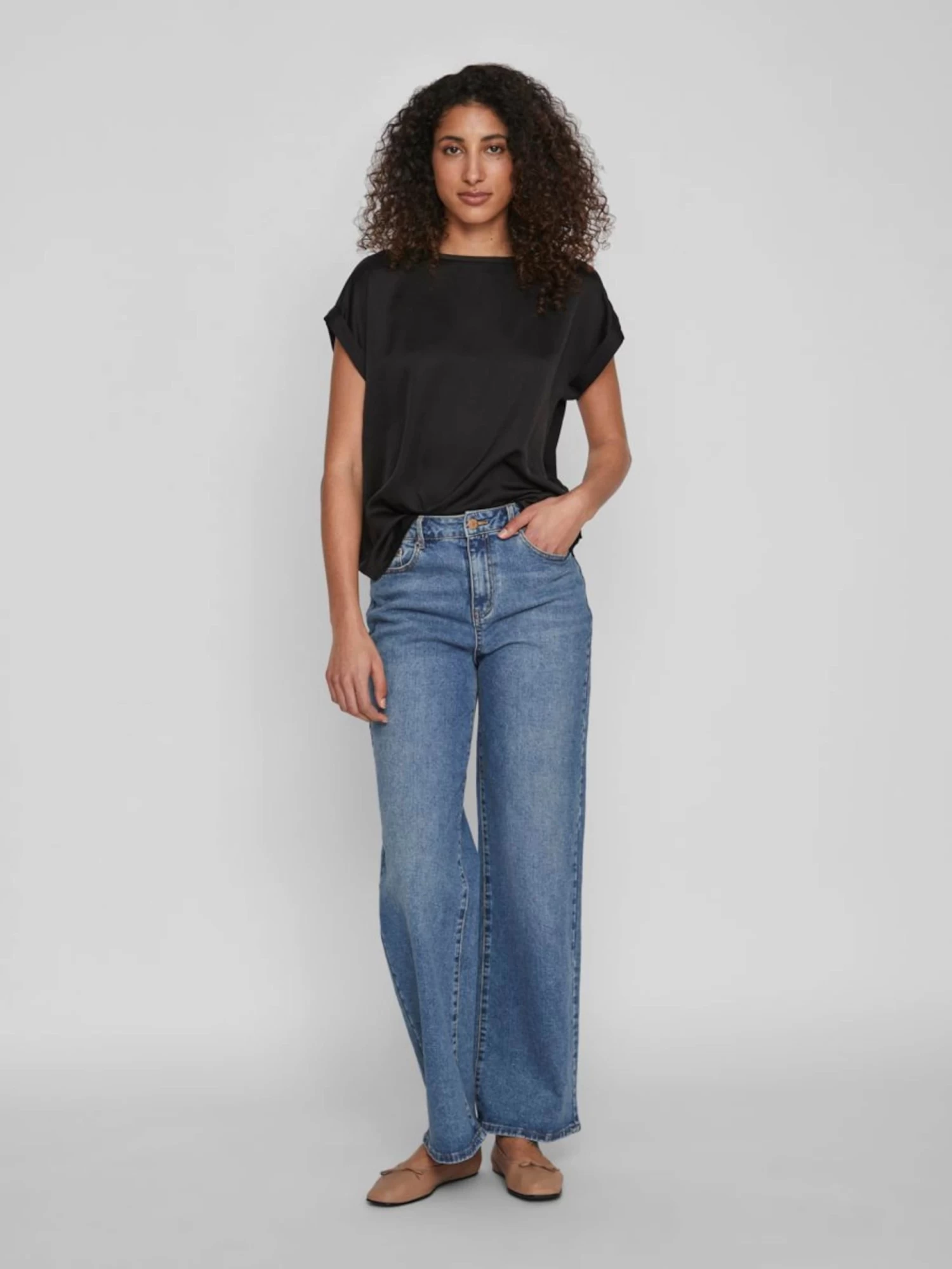 Vila T-shirts Shirt Viellette Dames Zwart 3 Vila T-shirts Shirt Viellette Dames Zwart - Afbeelding 3