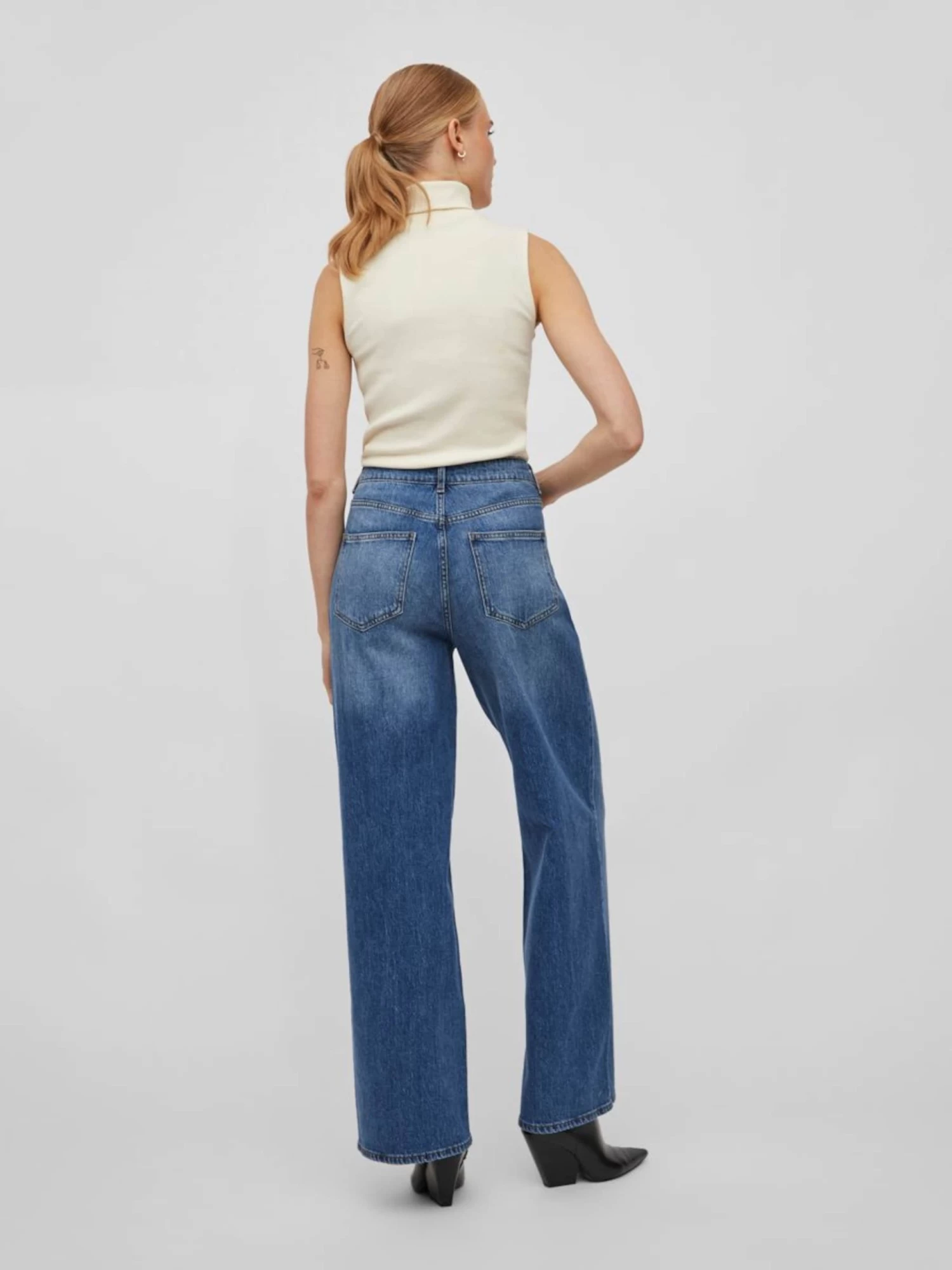 Vila Wide Leg Wide Leg Jeans Dames Blauw 4 Vila Wide Leg Wide Leg Jeans Dames Blauw - Afbeelding 4