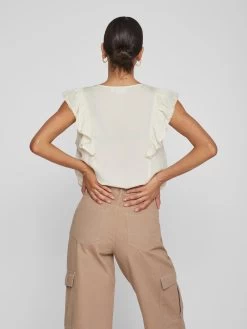 Vila T-shirts Shirt Juliana Dames Ecru -Vila 7be6e8fd1ce5145ea30967f4ab77ce46