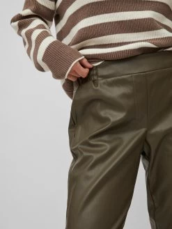 Vila Leren Broeken Loosefit Broek Dagmar Dames Donkergroen -Vila 7ca88b98b372fed29c731ca62292b6a7