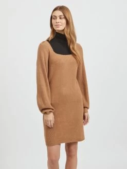 Vila Gebreide Jurken Gebreide Jurk Dames Bruin -Vila 7ceb9fcbb78f8350cf91e2b7125d0c96