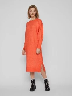 Vila Gebreide Jurken Gebreide Jurk Mathilda Dames Oranje -Vila 7d0544935bcdd4fa88ffd7ca35a5bab6