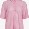 Vila Kanten Blouses Blouse Begena Dames Rosa