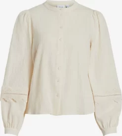 Vila Kanten Blouses Blouse Dames Ecru